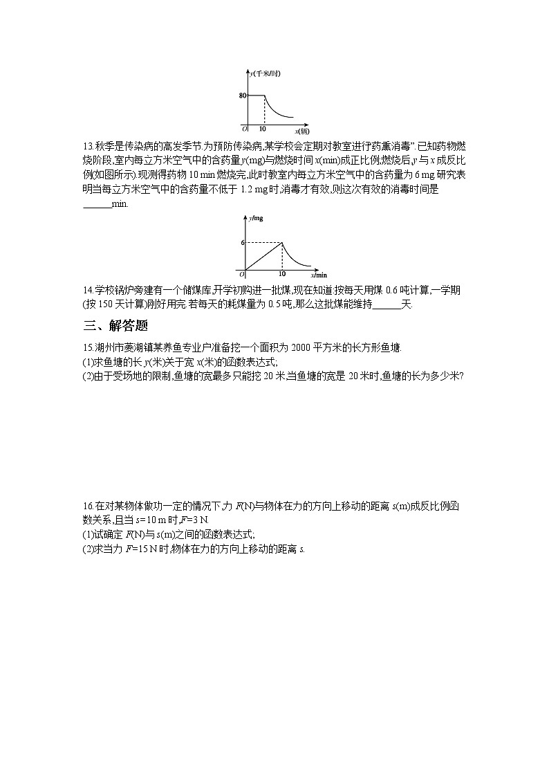 21.5  第3课时  反比例函数的应用 同步练习卷03