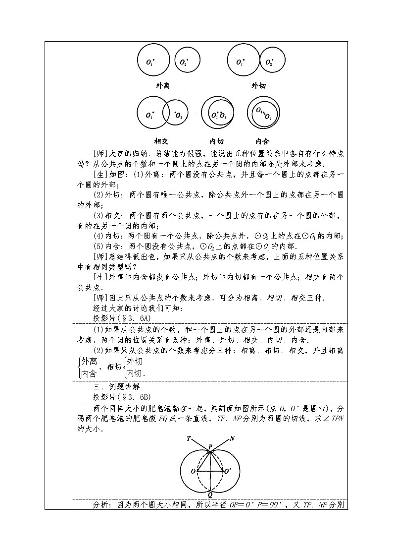 人教版九年级上册数学全册教案24.2.3 圆和圆的位置关系02