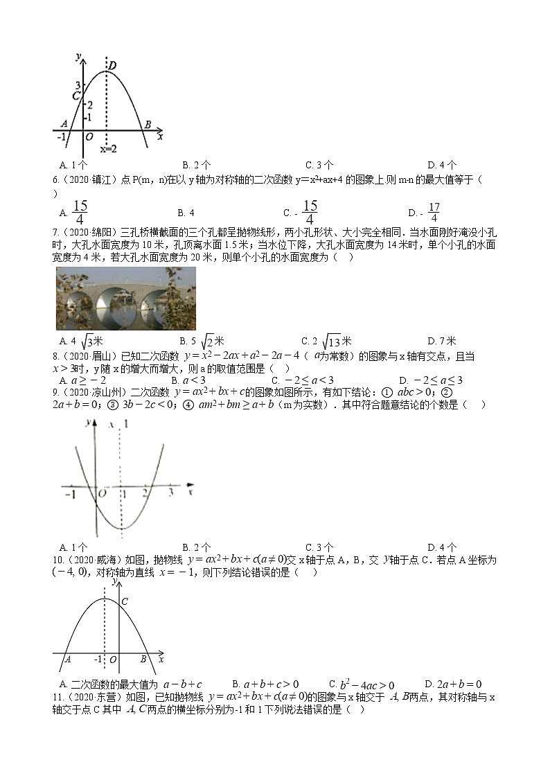 2020年全国数学中考试题精选50题（8）——二次函数及其应用02