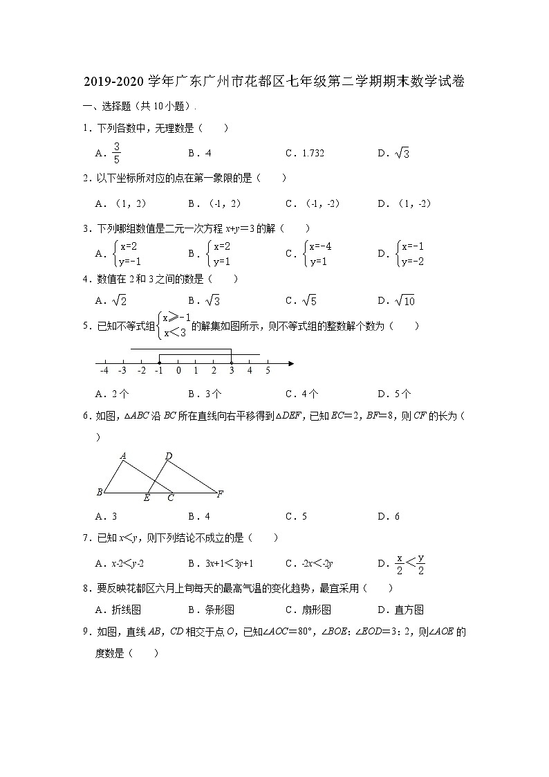 2019-2020学年广东省广州市花都区七年级下学期期末数学试卷 （解析版）01