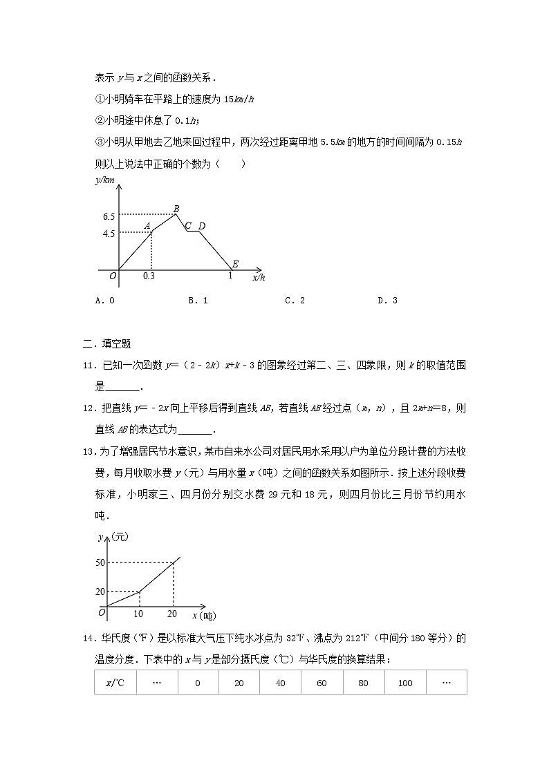 北师大版八年级上册第4章 一次函数  专项复习题第3页