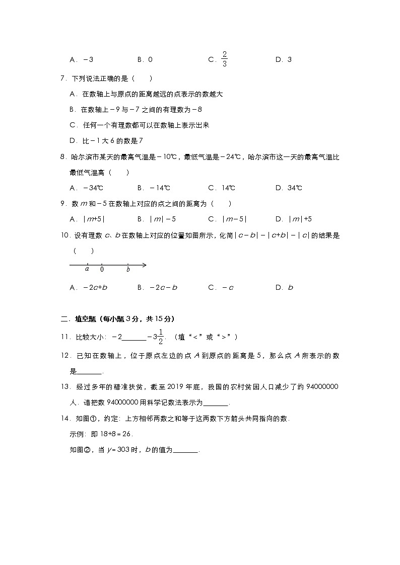 人教版数学七年级上册 第1章《有理数》达标检测卷02