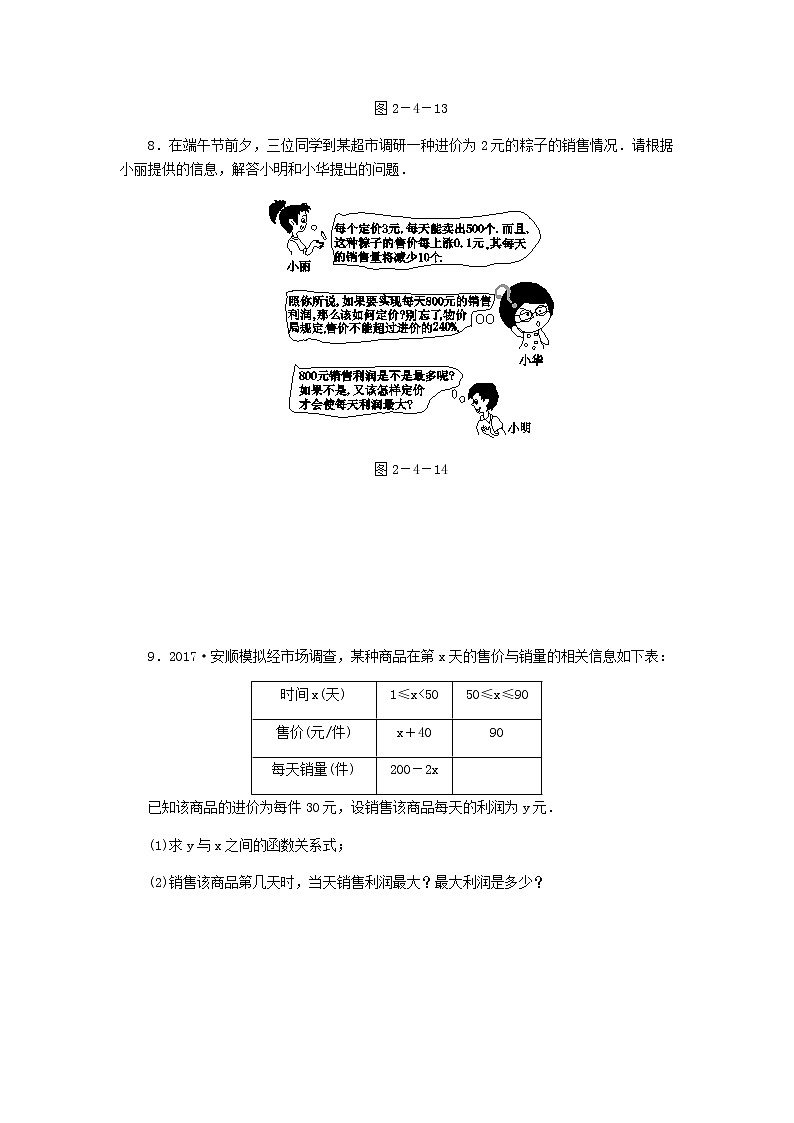 2020年北师大版九年级数学上册第2章 2.4二次函数的应用第2课时最大利润问题 同步练习（含答案）03