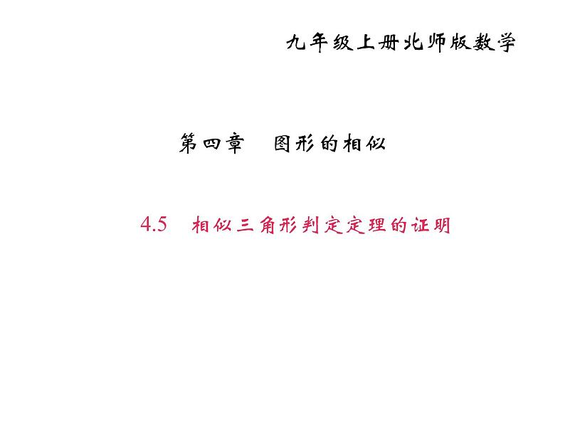 2020年北师大版九年级数学上册课件：4.5相似三角形判定定理的证明01