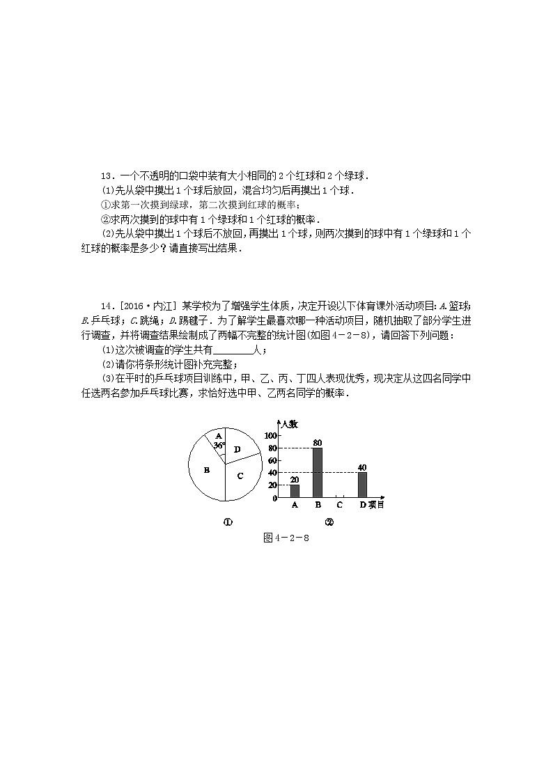 2020年苏科版九年级数学上册4.2等可能条件下的概率一第3课时列表法 同步练习（含答案）03