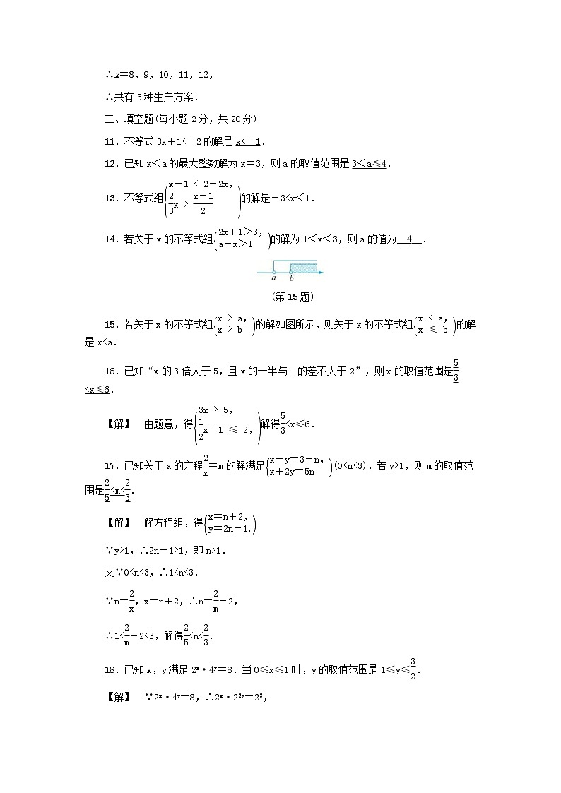 2020年浙教版八年级数学上册第3章一元一次不等式自我评价 同步练习（含答案）03