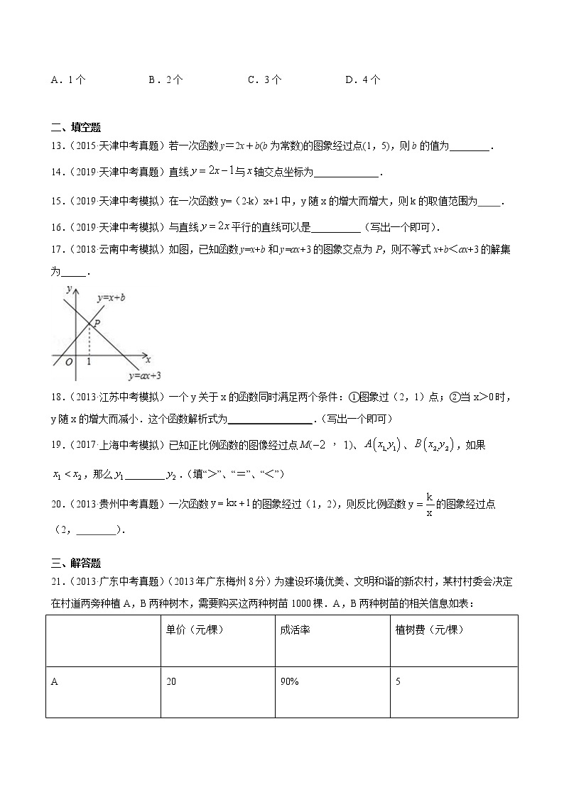 中考数学专项练习：9.一次函数及其应用（含解析）03