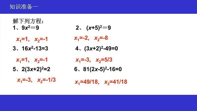 人教版数学九年级上册  21.2 降次—解一元二次方程（配方法)(共14张PPT)第3页