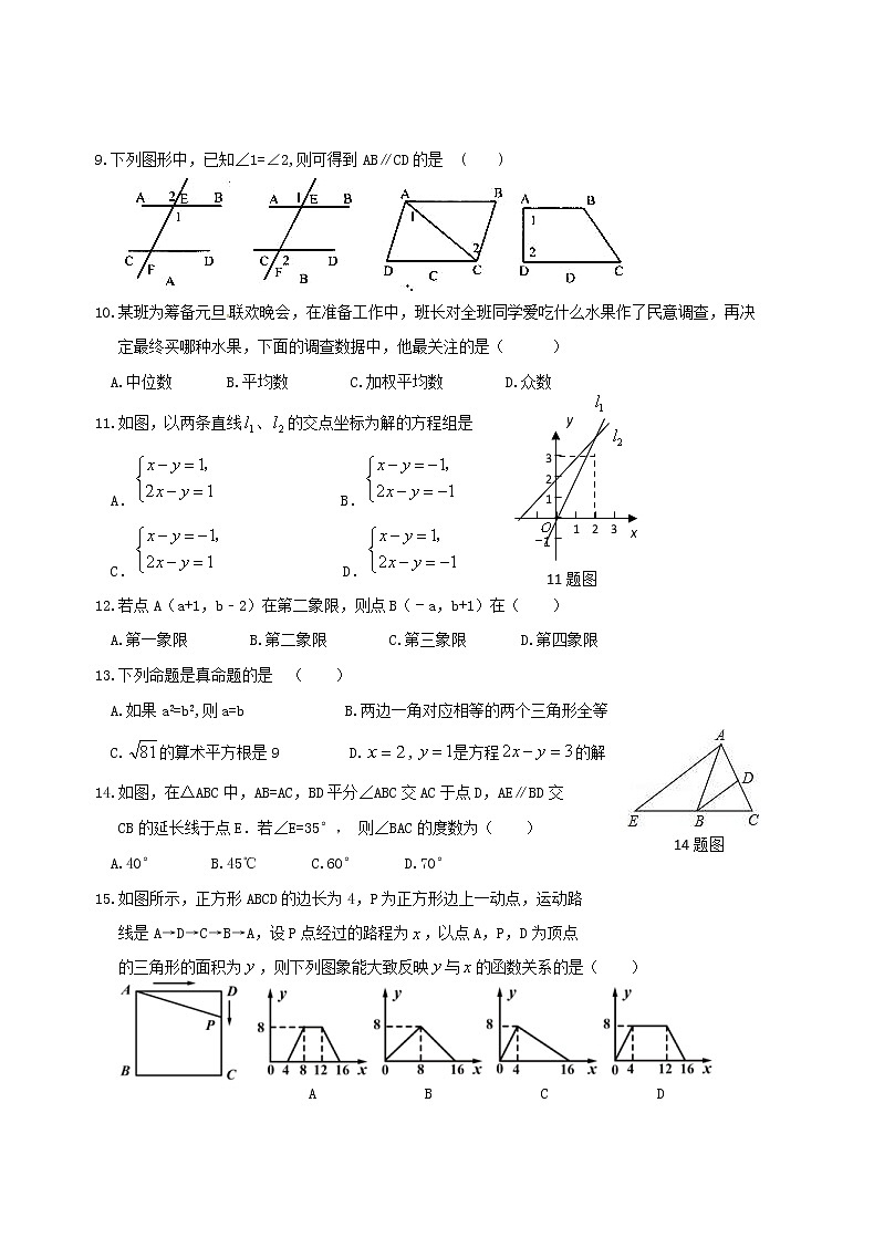 2020年北师大版八年级数学上册 期末复习卷一（含答案）第2页