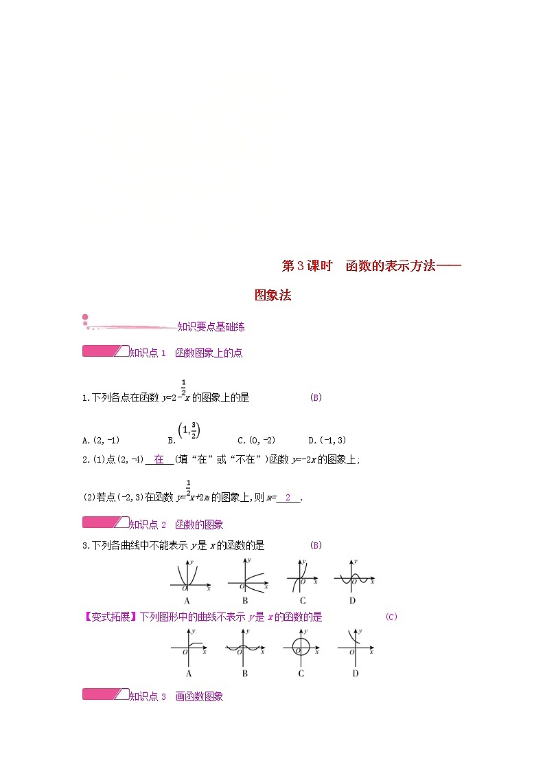 沪科版八年级数学上册12.1函数第3课时函数的表示方法_图象法 作业本（含答案） 练习01
