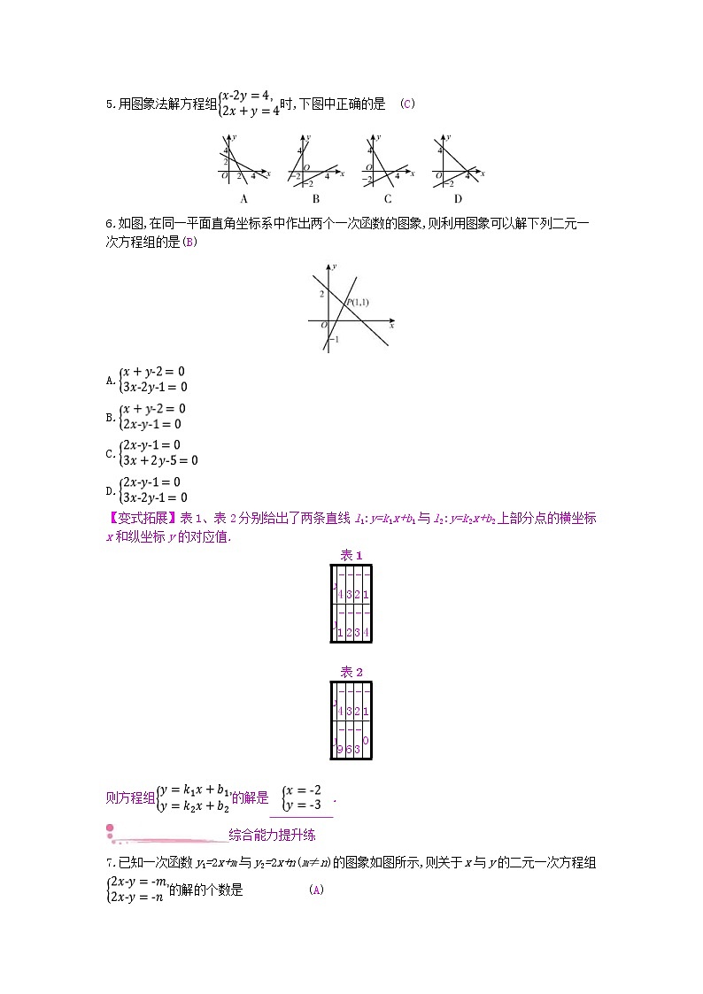 沪科版八年级数学上册12.3一次函数与二元一次方程 作业本（含答案） 练习02
