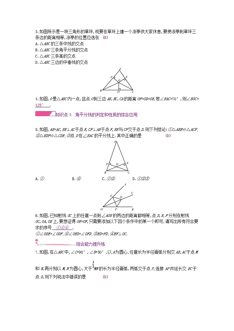 沪科版八年级数学上册15.4角的平分线第2课时角的平分线的判定 作业本（含答案） 练习02