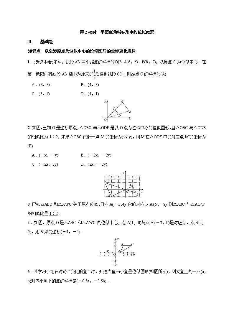 2020年湘教版九年级数学上册测试题3.6 第2课时 平面直角坐标系中的位似图形（含答案）01