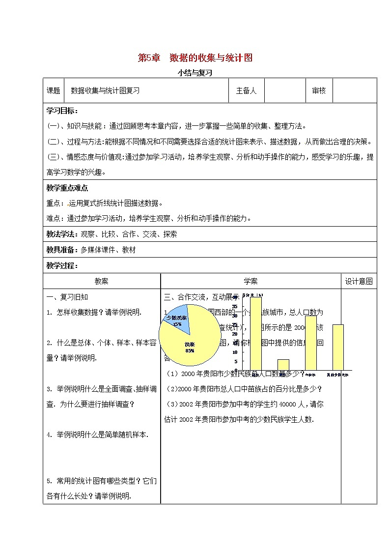 2020年湘教版七年级数学上册第5章 数据的收集与统计 小结与复习 教案01