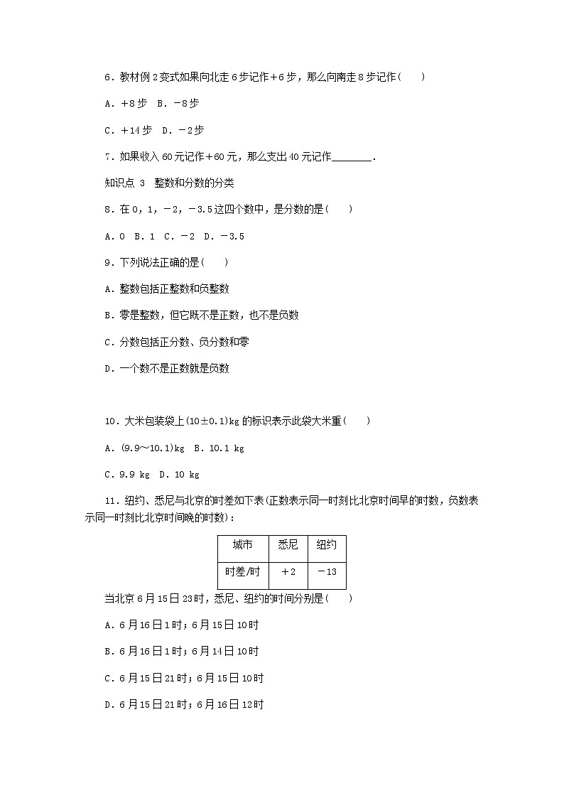 2020年苏科版七年级数学上册《2.1正数与负数》同步测试（含答案）02