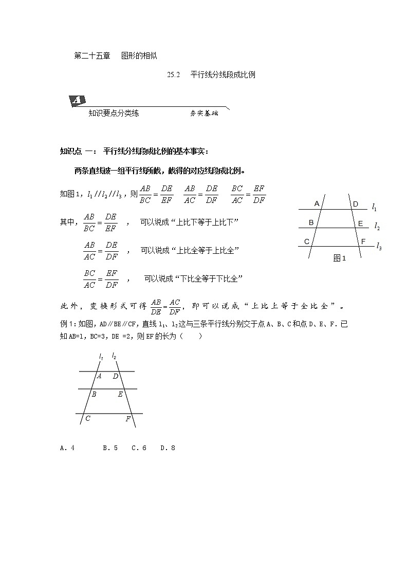 25.2平行线分线段成比例 学案01