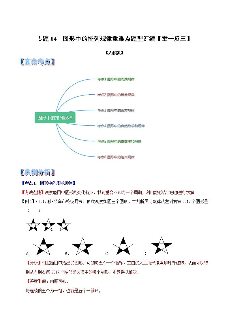 【精品】人教版 七年级上册数学  专题04  图形中的排列规律重难点题型（举一反三）（人教版）（解析版）01