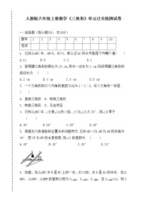 人教版八年级上册第十一章 三角形综合与测试一课一练