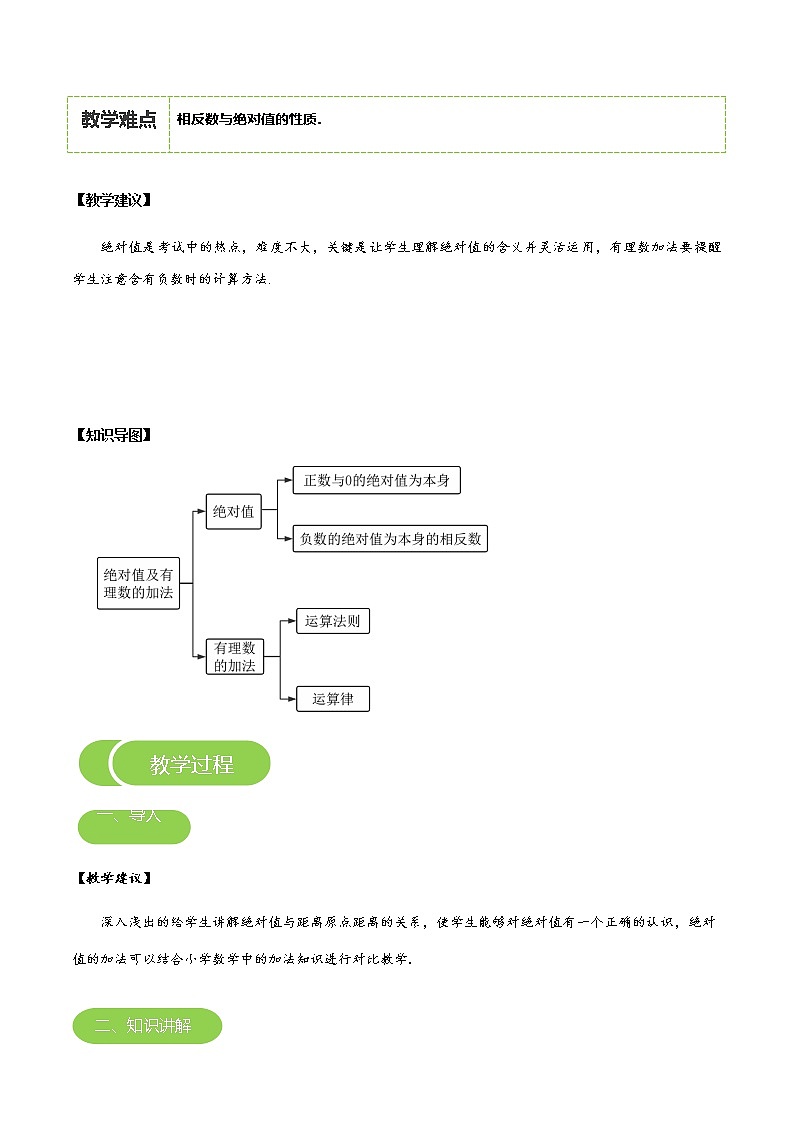 【BSD版秋季课程初一数学】第4讲：绝对值及有理数的加法_教师版 教案03