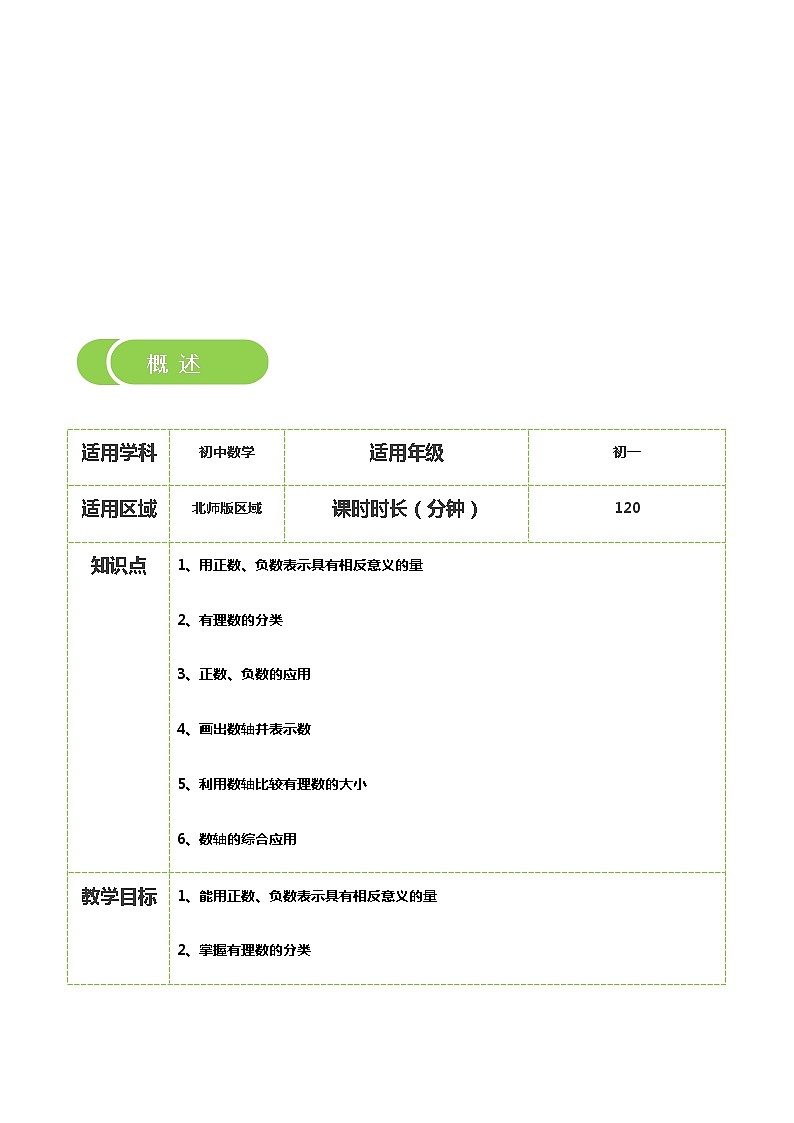 【BSD版秋季课程初一数学】第3讲：有理数与数轴_教师版 教案02