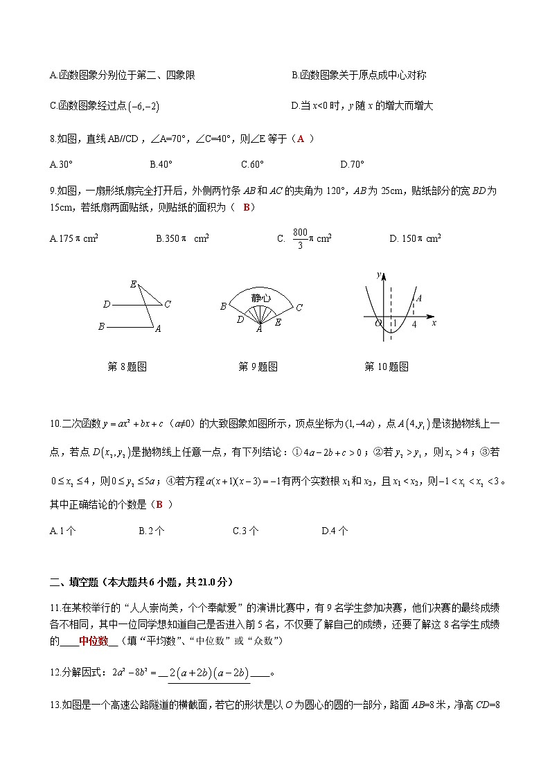 湖南省长沙市青竹湖湘一外国语学校2020-2021学年度初三年级第一学期第一次月考数学试卷-解析版02