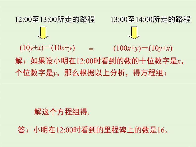 5.5  应用二元一次方程组——里程碑上的数 课件07