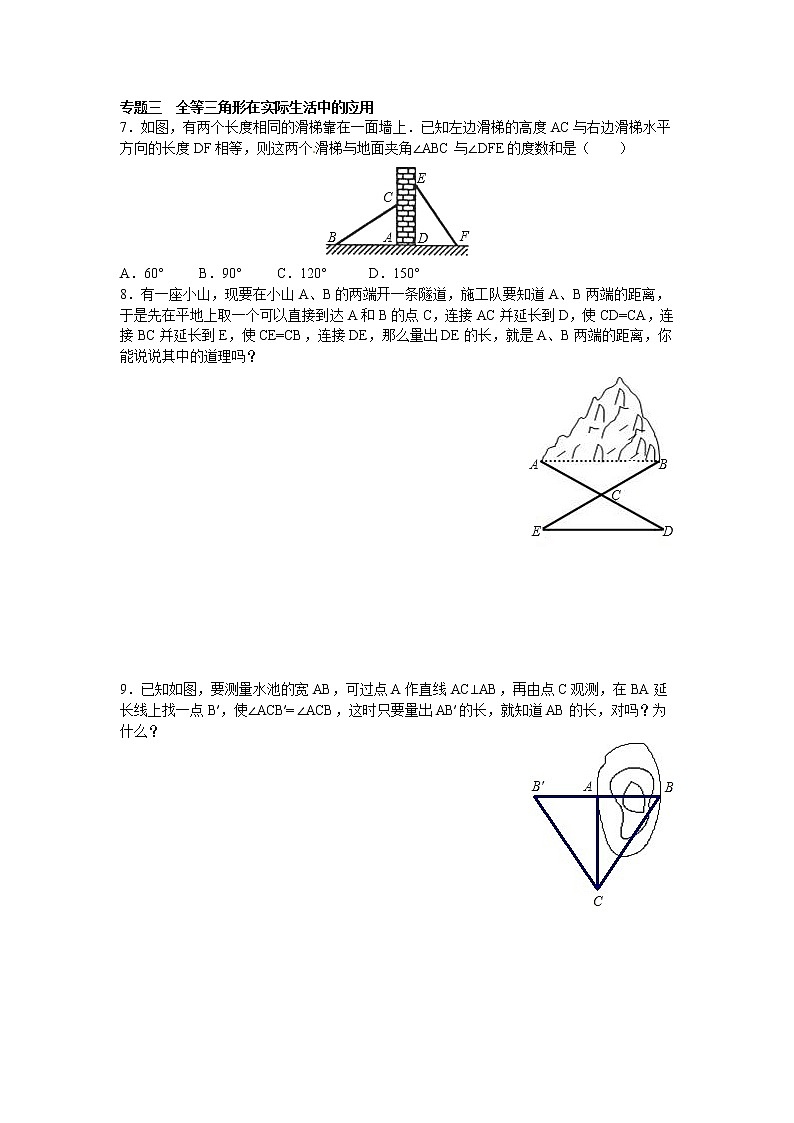 八年级数学人教版上册【能力培优】12.1全等三角形 12.2三角形全等的判定专题训练（含答案）第3页