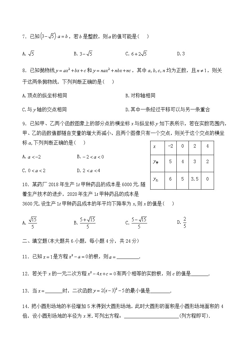 2020-2021学年福建省厦门市北师大附校九年级上册数学10月月考(word版，无答案)第2页