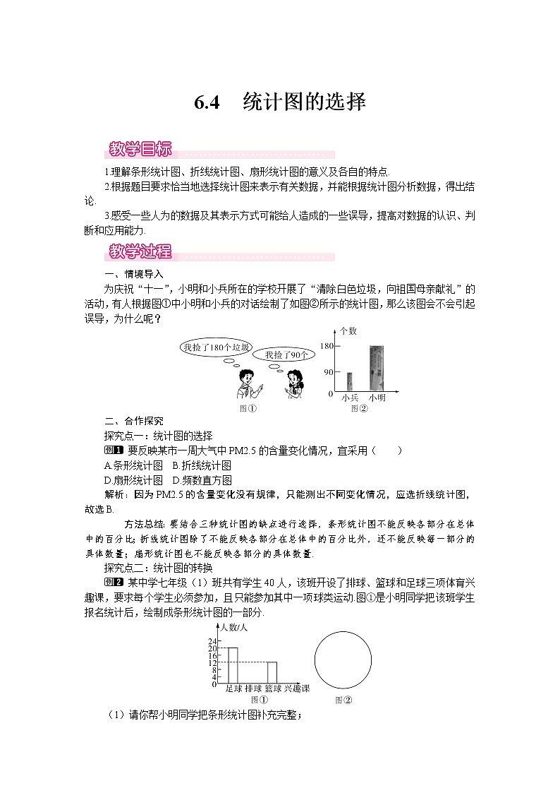 6.4 统计图的选择1 教案第1页