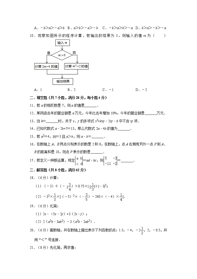 人教版2020-2021学年第一学期七年级期中考试数学模拟卷    解析版第2页