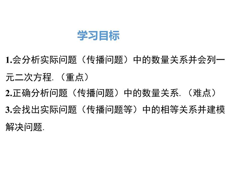 (人教版)2020年九年级数学上21.3.1《传播问题与一元二次方程》》ppt课件02