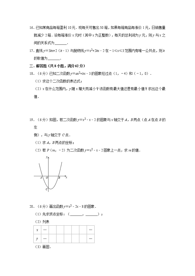 2020年人教版九年级上册第22章《二次函数》单元检测卷   解析版03