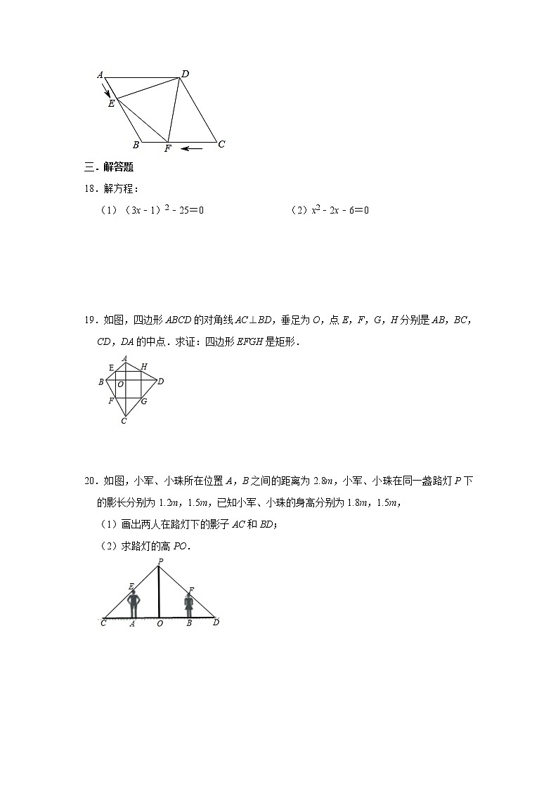 北师大版2020年九年级（上）期中复习训练卷（一） 解析版03