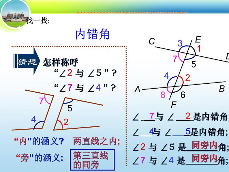 2.2.2 探索直线平行的条件—内错角、同旁内角-2019-2020学年七年级数学下册课时同步课件(北师大版)06