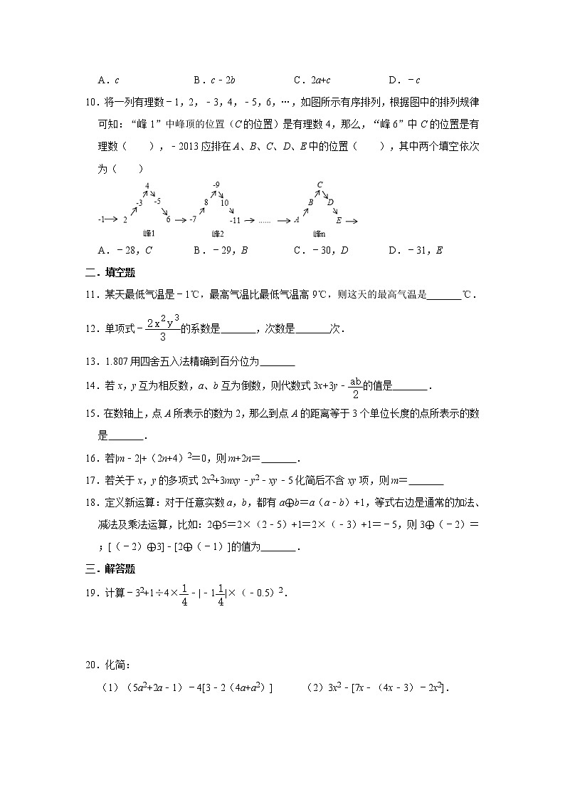 人教版2020年七年级上册期中考前复习卷  解析版02