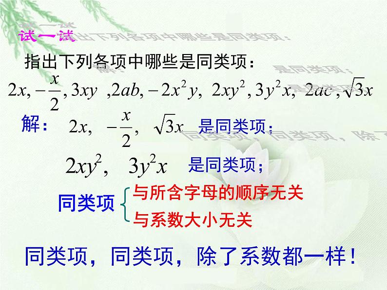 北师大版七年级数学上册  3.4.1合并同类项  课件第7页