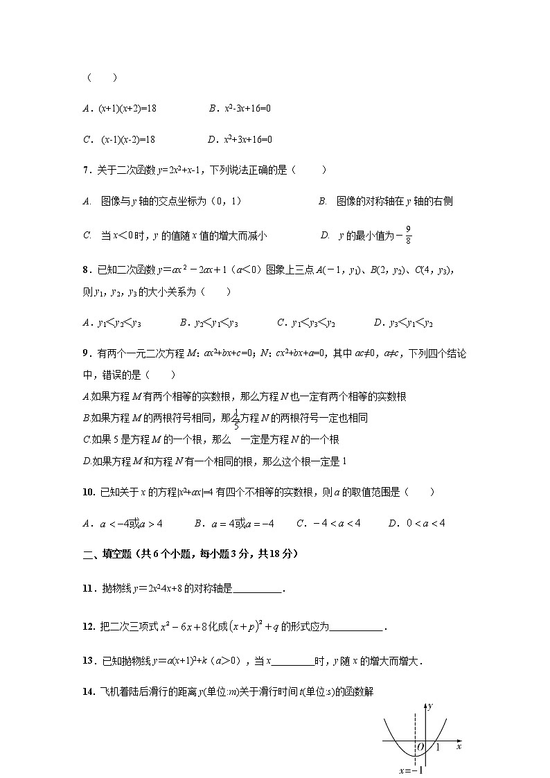 湖北省武汉市武昌区八校2020--2021学年度第一学期九年级数学上册第一次联考测试卷（无答案）02