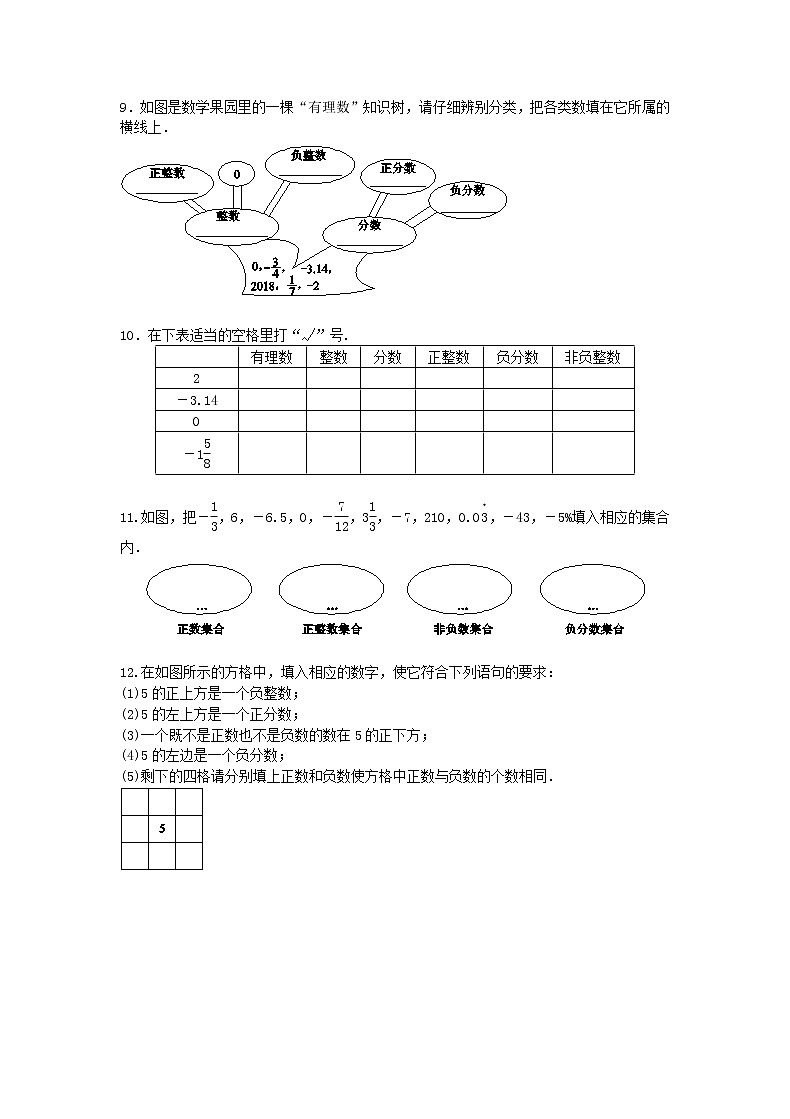 人教版2020年七年级数学上册1.2.1《有理数》课后练习（含答案）02