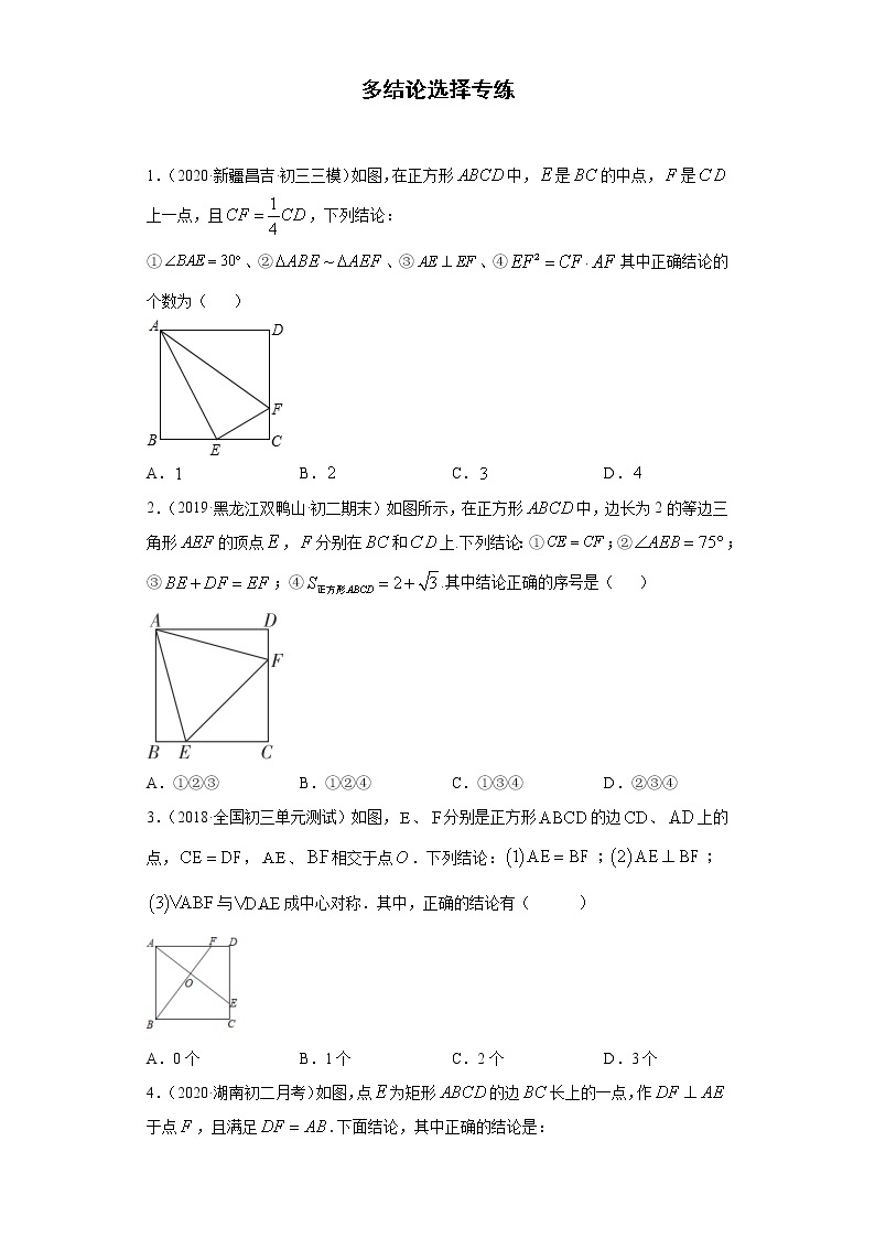 中考数学专题训练：多结论选择专练01