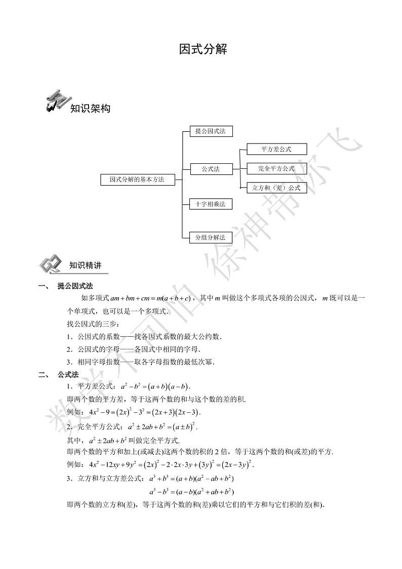 因式分解知识点总结第1页