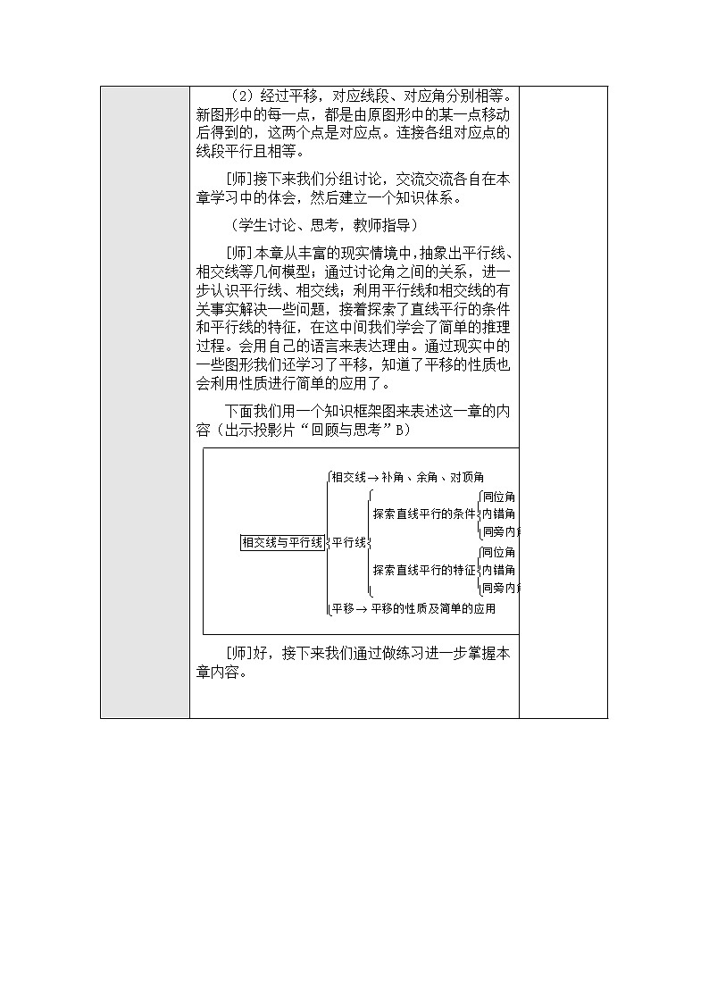 人教版2021年七年级数学下册第05章 《相交线于平行线 》小结与复习教案设计03