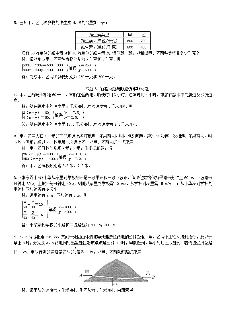 人教版2021年七年级数学下册 小专题《二元一次方程组的实际应用》习题(含答案)03