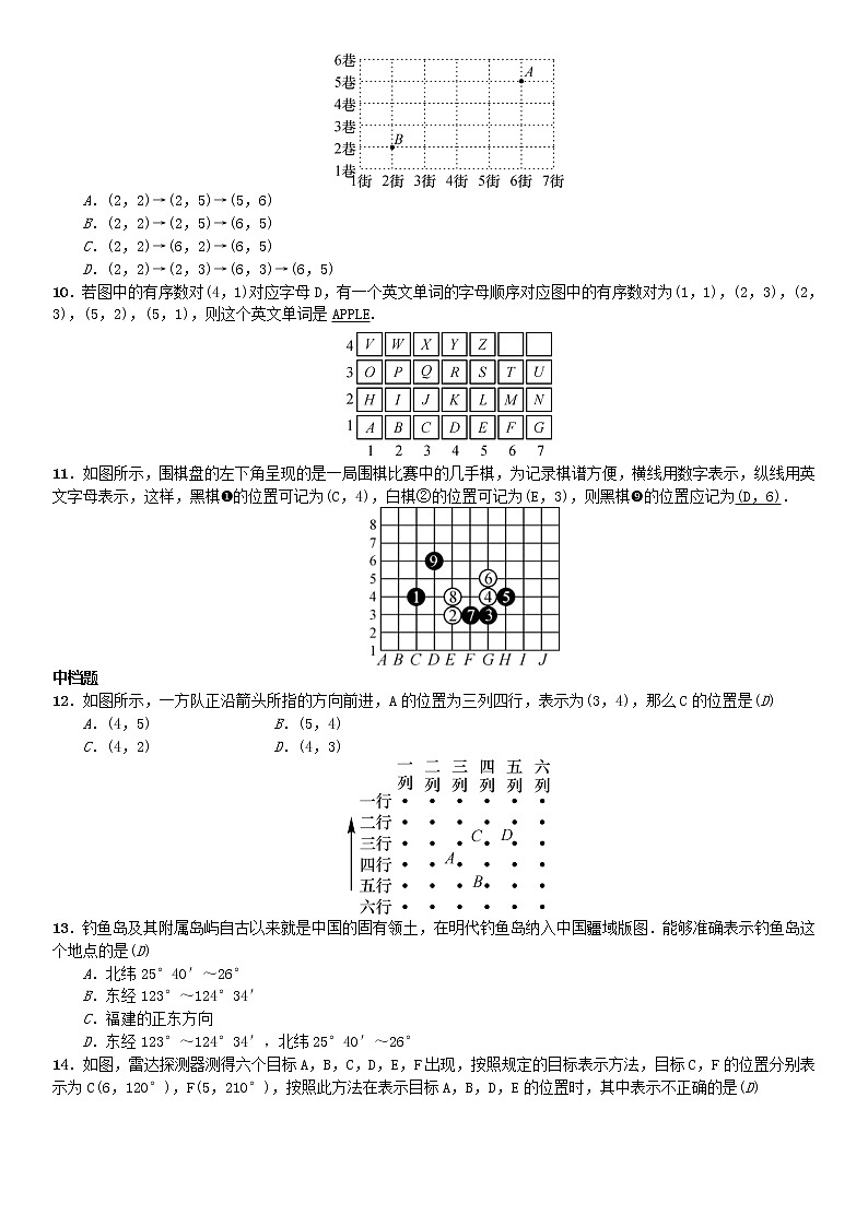 人教版2021年七年级数学下册7.1.1《有序数对》习题(含答案)02