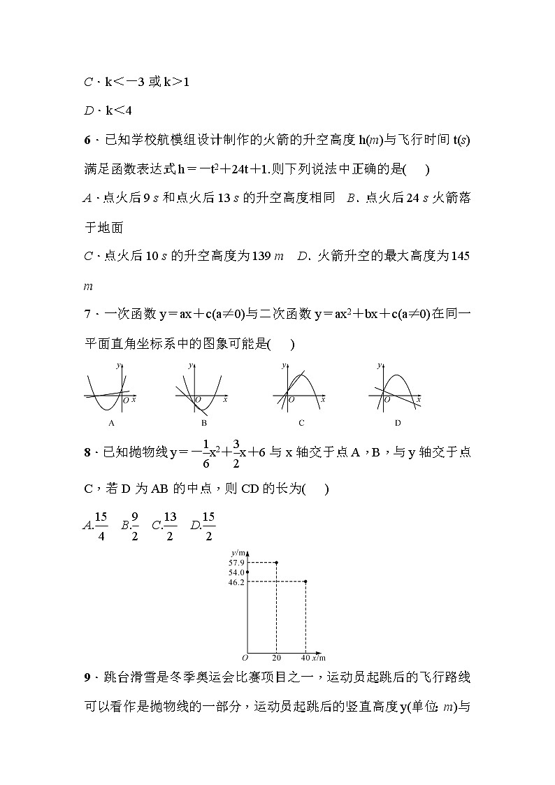 人教版九年级上册数学试题课堂练习 第二十二章检测题02