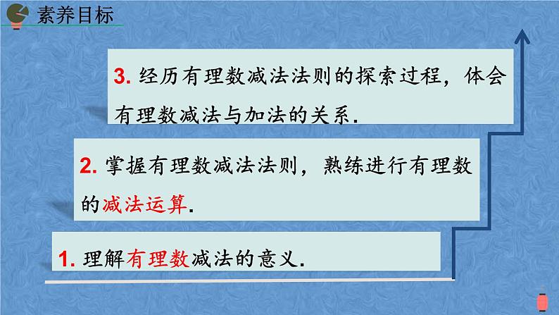 人教版数学七年级上册1.3.2 有理数的减法课件第3页