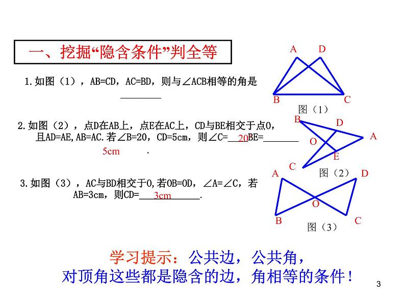 人教版八年级上册数学：第十二章全等三角形复习课课件第3页