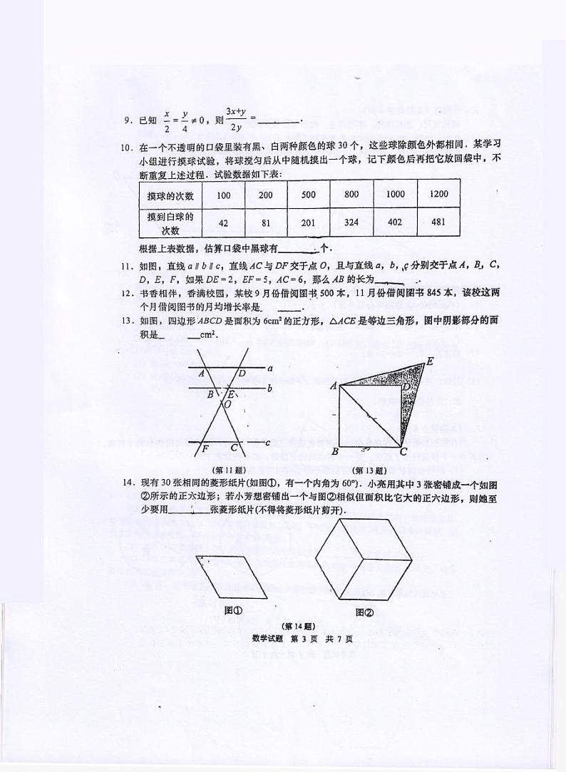 山东省青岛统考2020-2021学年九年级数学上学期期中考试题（PDF 无答案）03