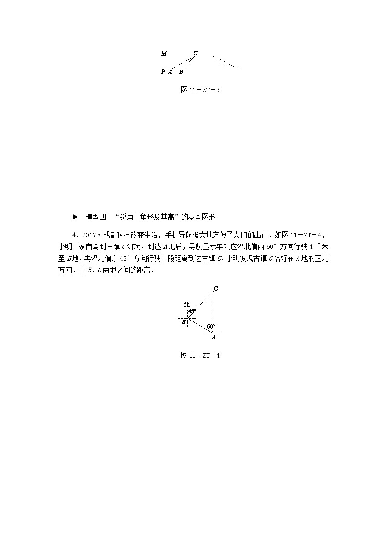 浙教版九年级数学下册第1章解直角三角形专题训练解直角三角形应用中的基本模型02