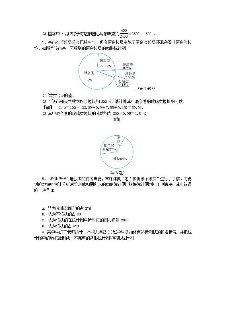 浙教版七年级数学下册 6.3扇形统计图练习(含答案)03