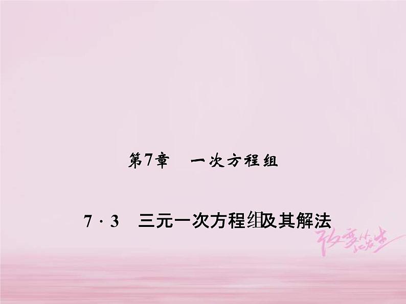 2021年华东师大版七年级数学下册7.3三元一次方程组及其解法 习题课件(含答案)01